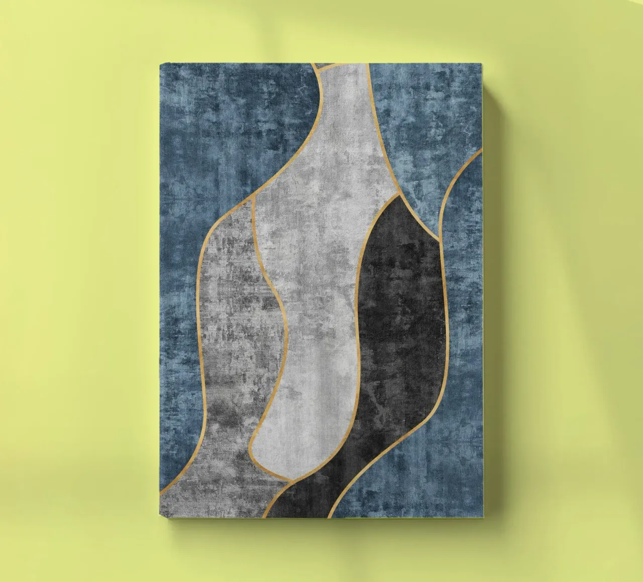 abstract art blue and golden lines notebook by vintageshop