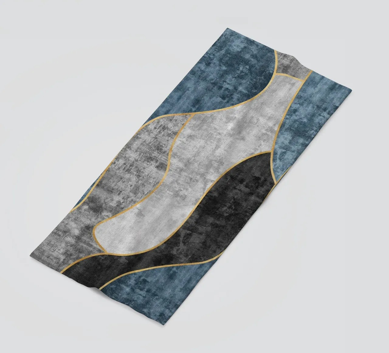 abstract art blue and golden lines telo mare da vintageshop
