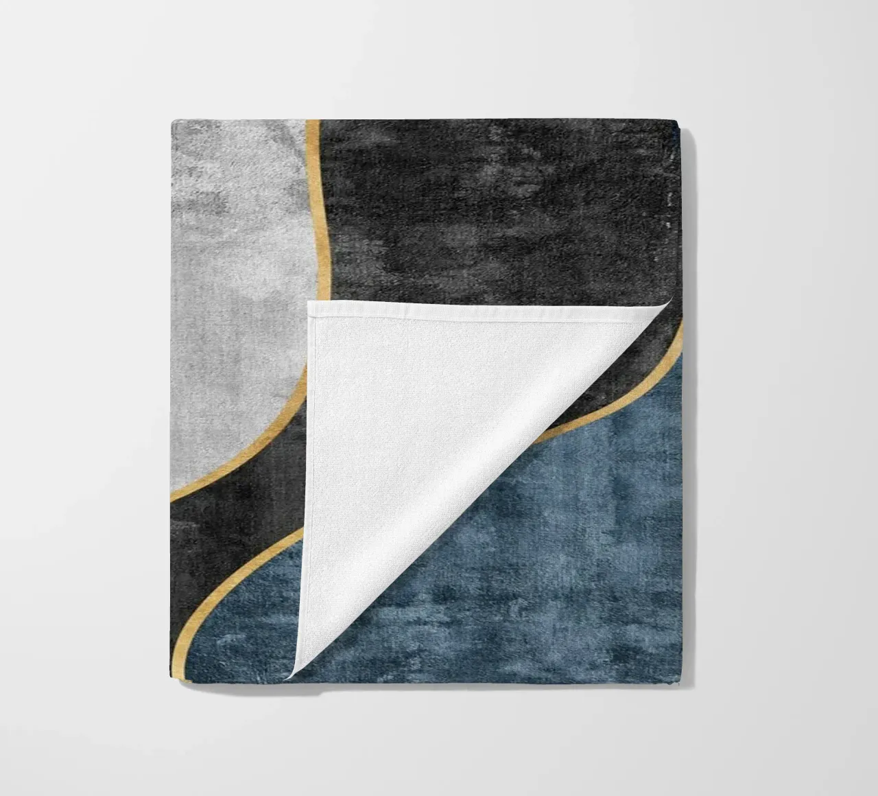 abstract art blue and golden lines telo mare da vintageshop