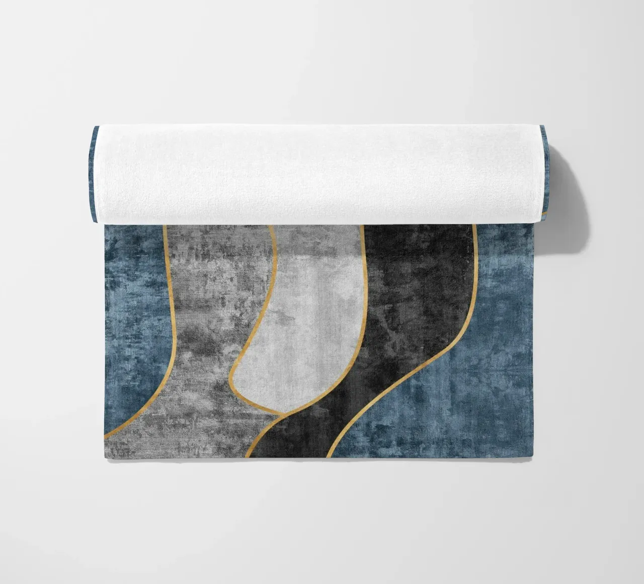 abstract art blue and golden lines telo mare da vintageshop
