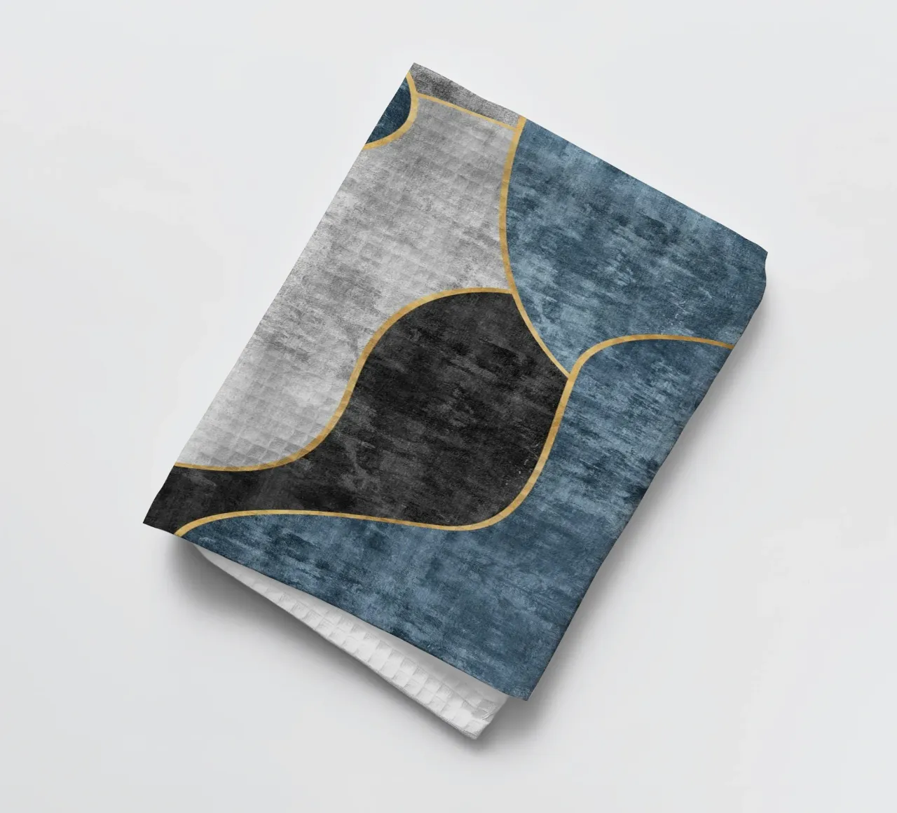 abstract art blue and golden lines tea towel by vintageshop