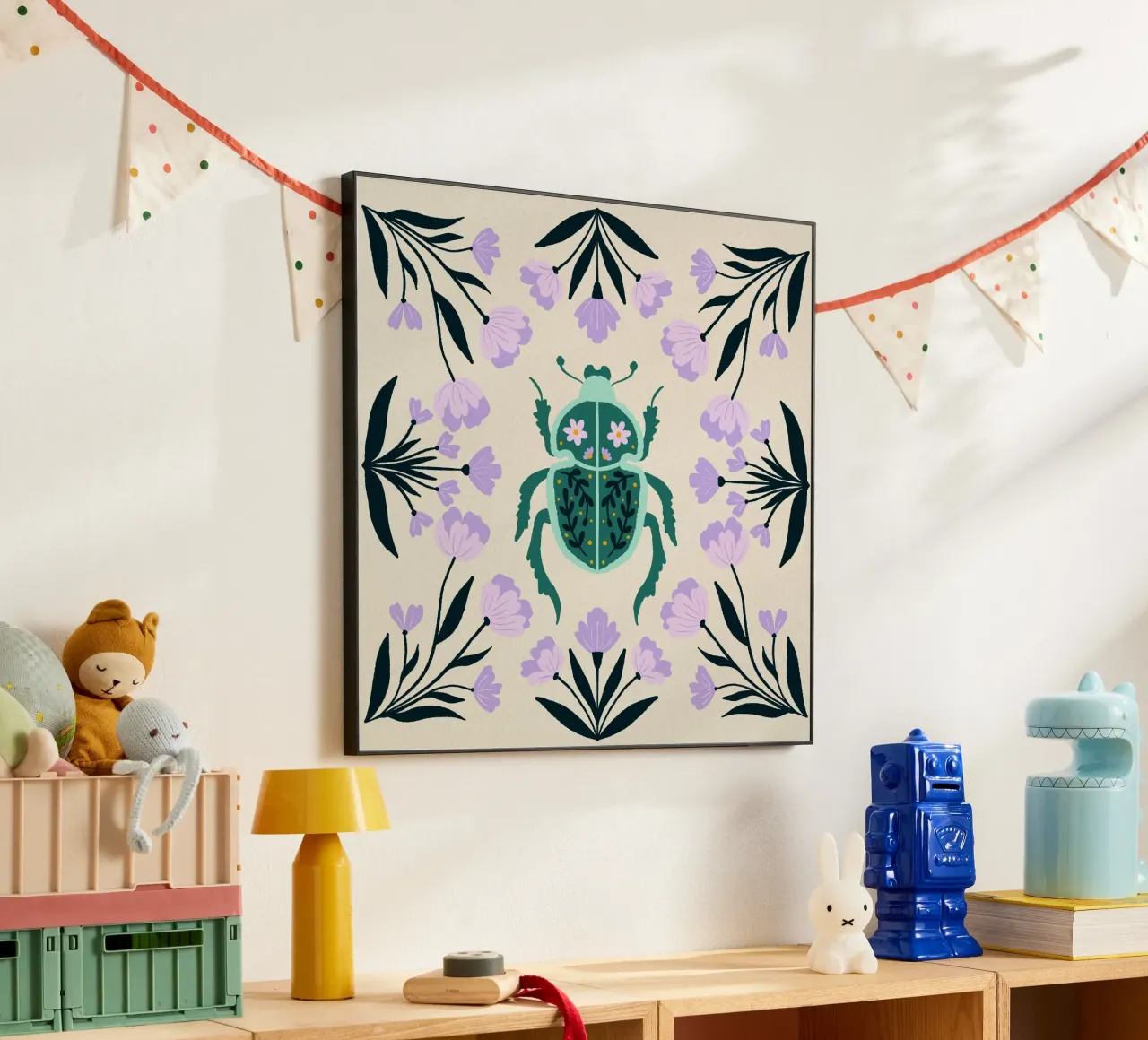 Scarabeo con fiori pannello forex da Angela Minca