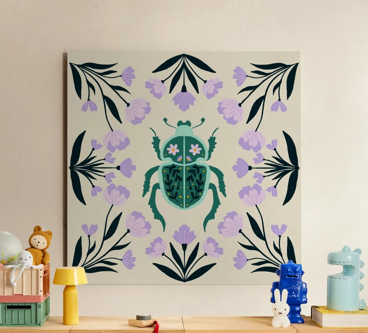 Scarabeo con fiori pannello forex da Angela Minca