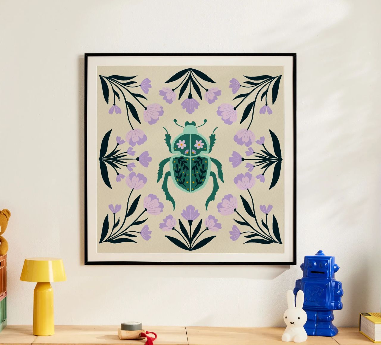 Scarab with Flowers poster by Angela Minca