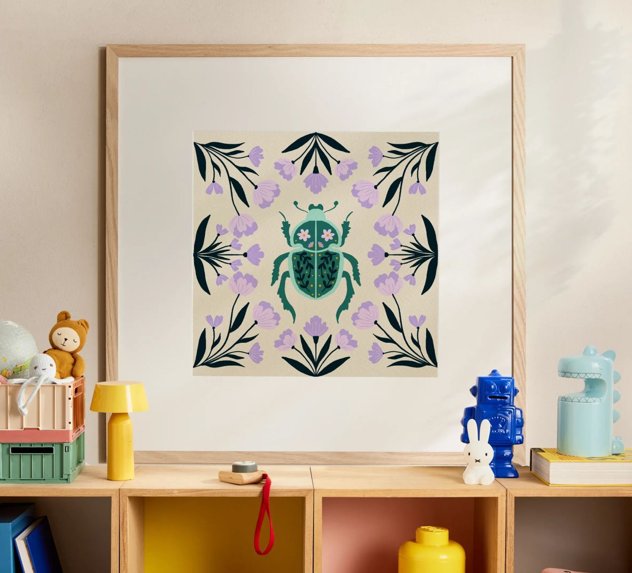 Scarab with Flowers poster by Angela Minca