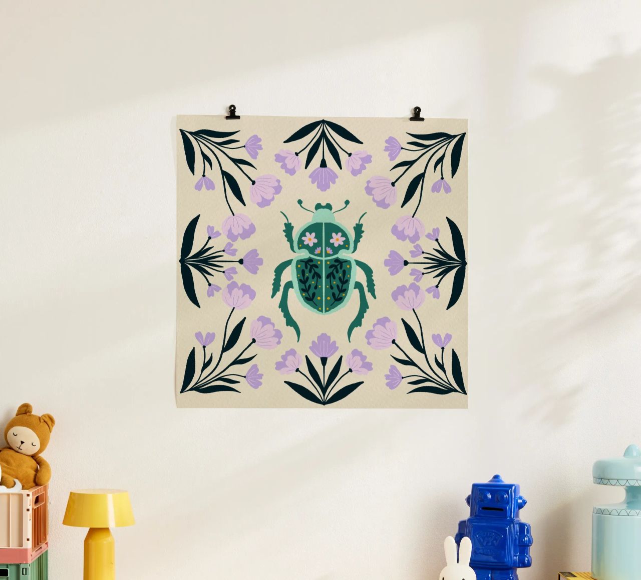 Scarab with Flowers poster by Angela Minca