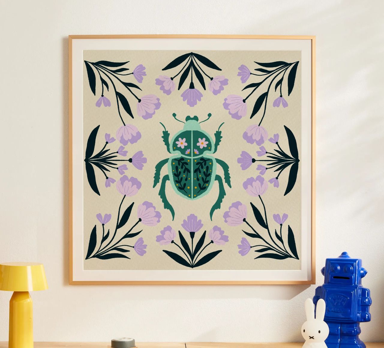 Scarab with Flowers poster by Angela Minca