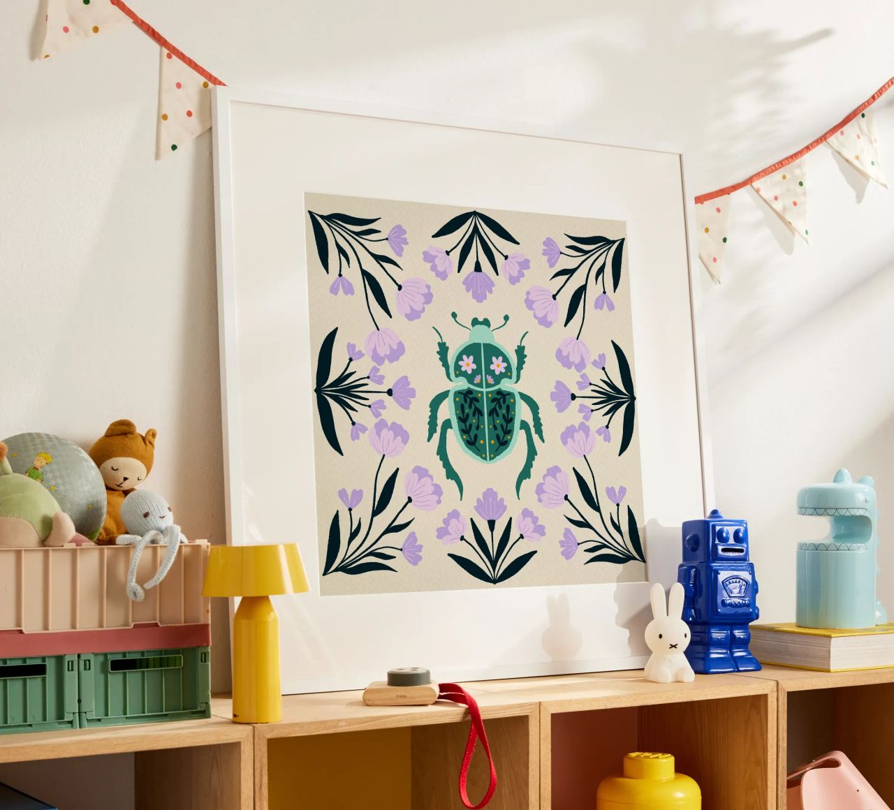 Scarab with Flowers poster by Angela Minca