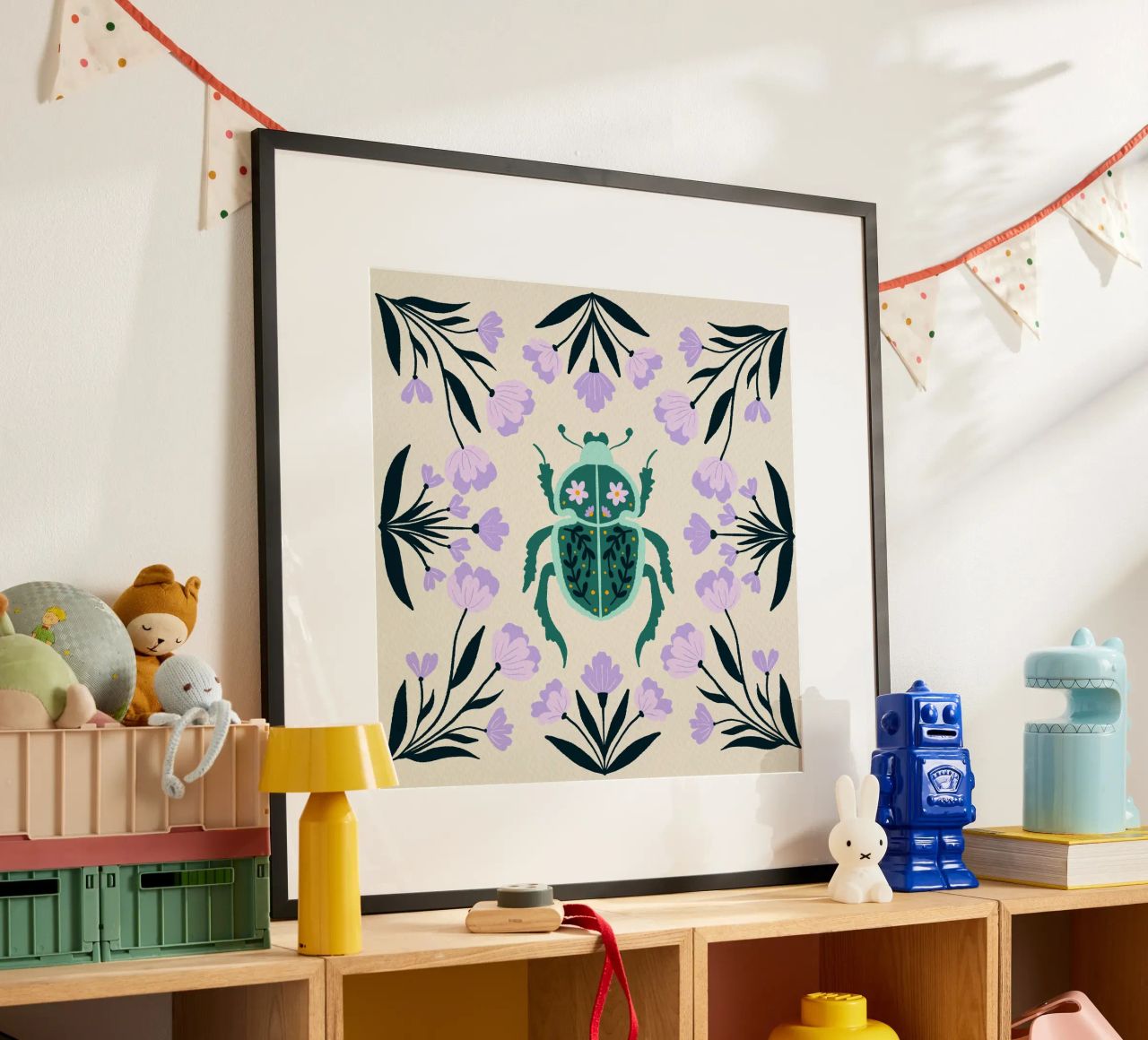 Scarab with Flowers poster by Angela Minca