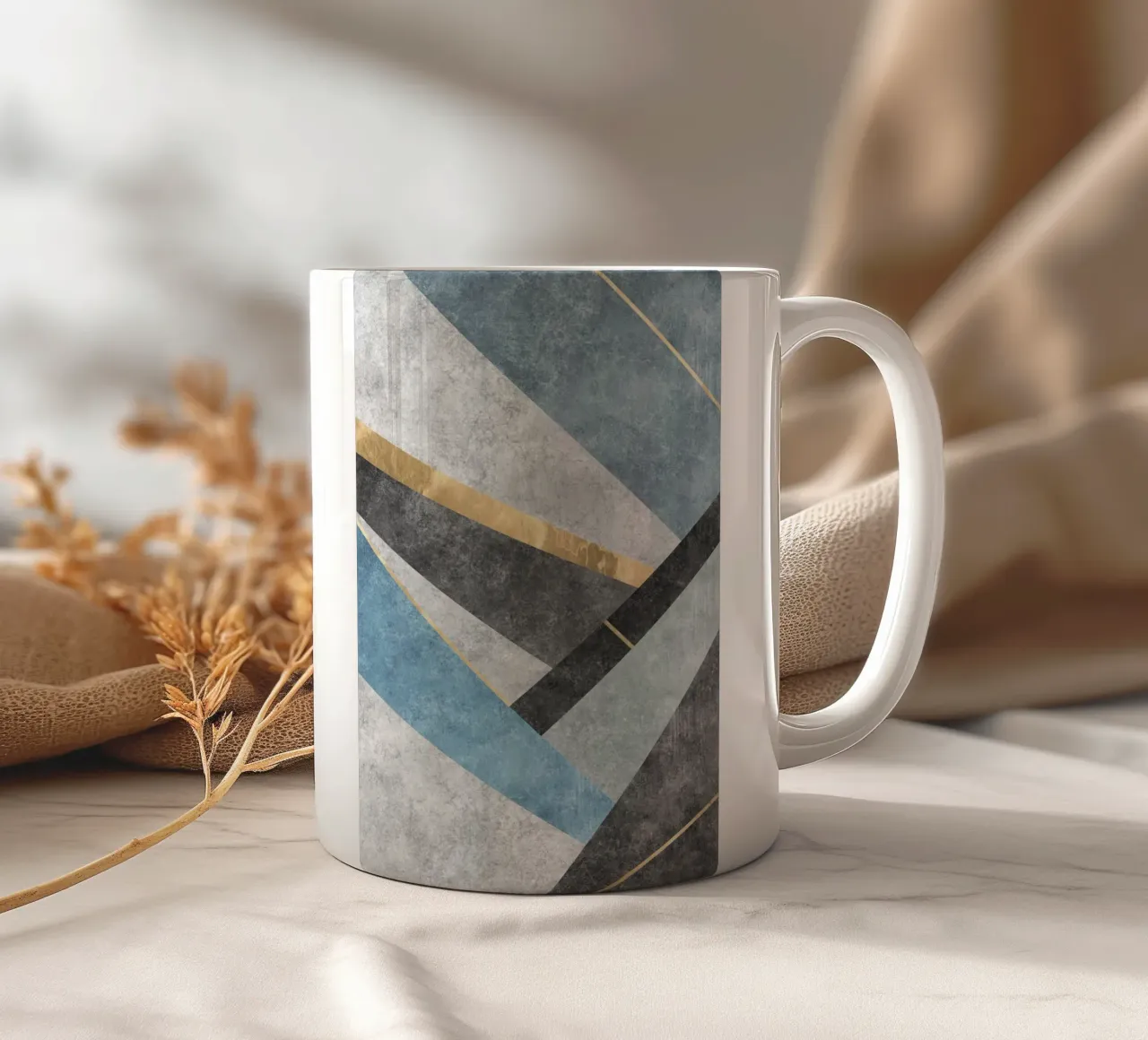 abstract art blue square tazza in ceramica da vintageshop