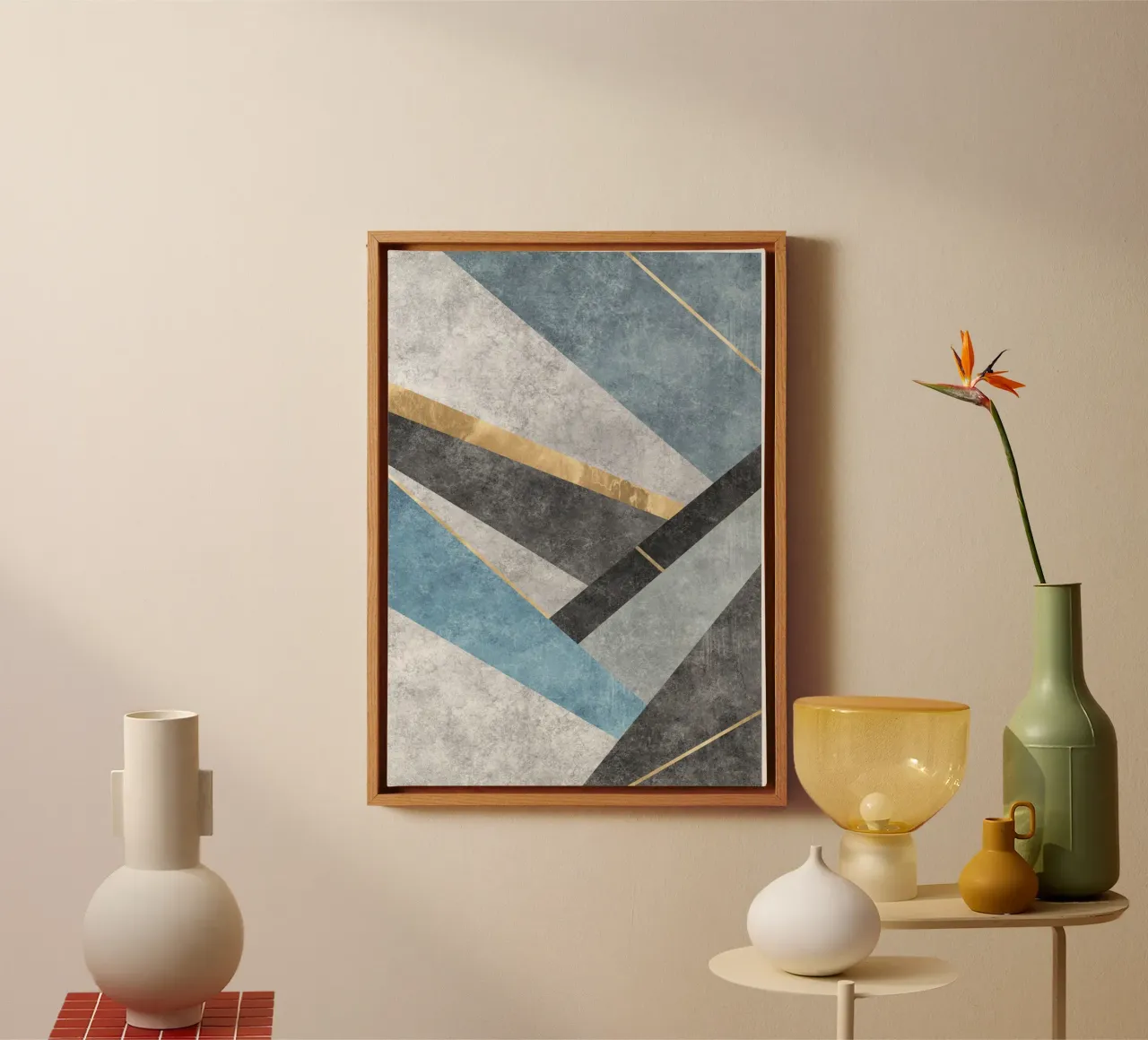 abstract art blue square tela con Cornice a cassetta da vintageshop