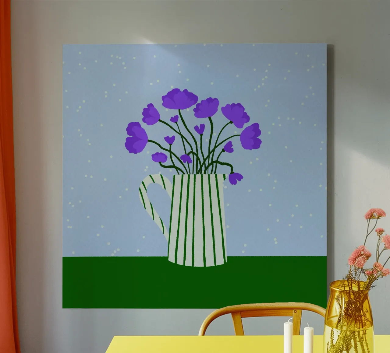Papaveri viola in brocca tela da Angela Minca
