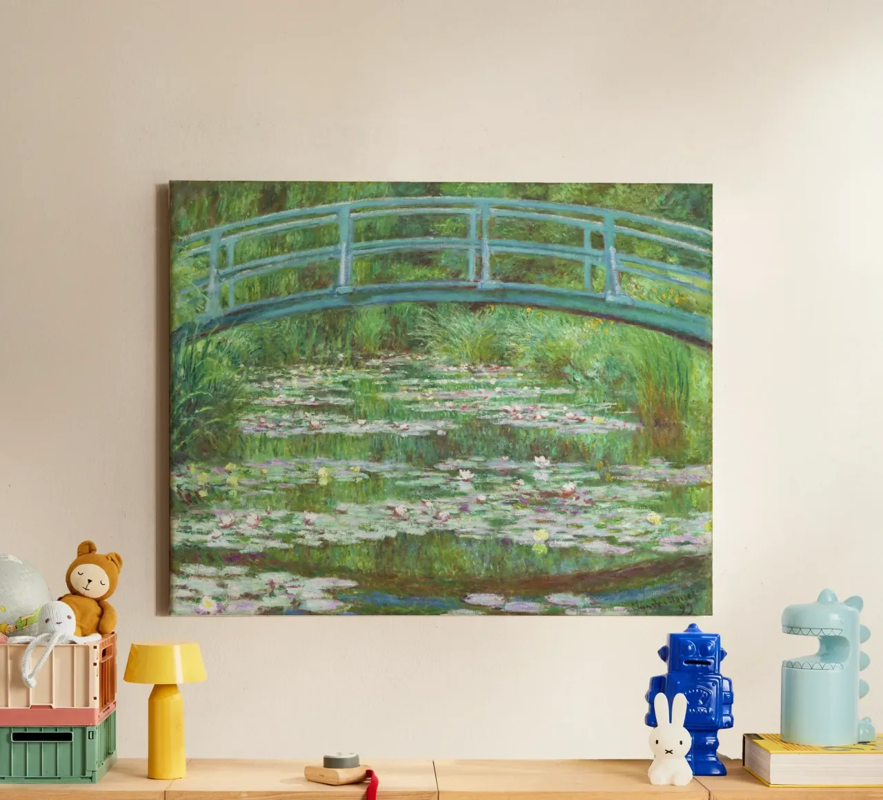 De Japanse loopbrug van Claude Monet (1899) canvas met Baklijst van Monet Art Prints