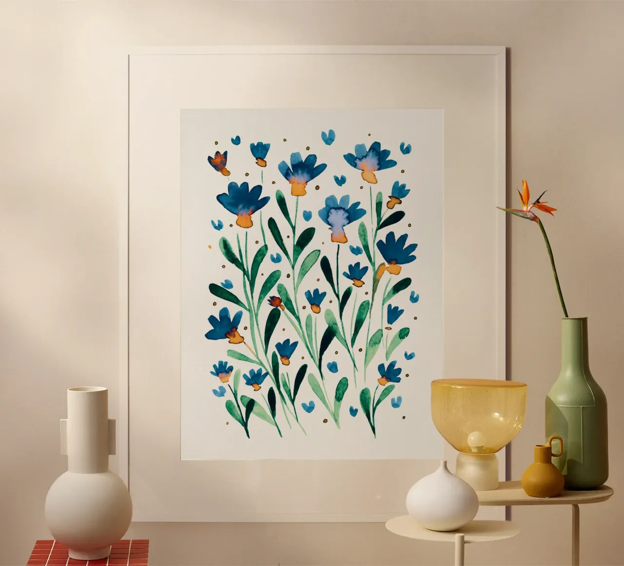 Scoppio di fiori blu carta hahnemühle da Angela Minca