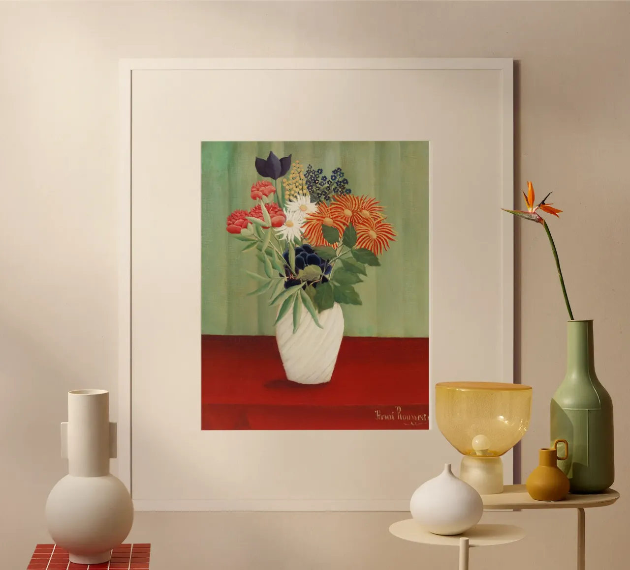 Bouquet di fiori di Henri Rousseau con astri cinesi poster da Venus Art