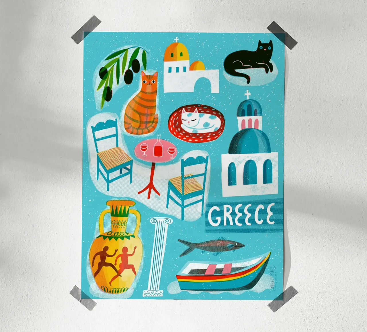 Viaggio vintage in Grecia poster con telaio in plastica da MiraParadies