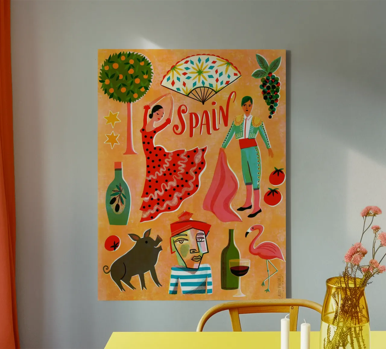 Vintage Travel Spain canvas with Floater frame by MiraParadies