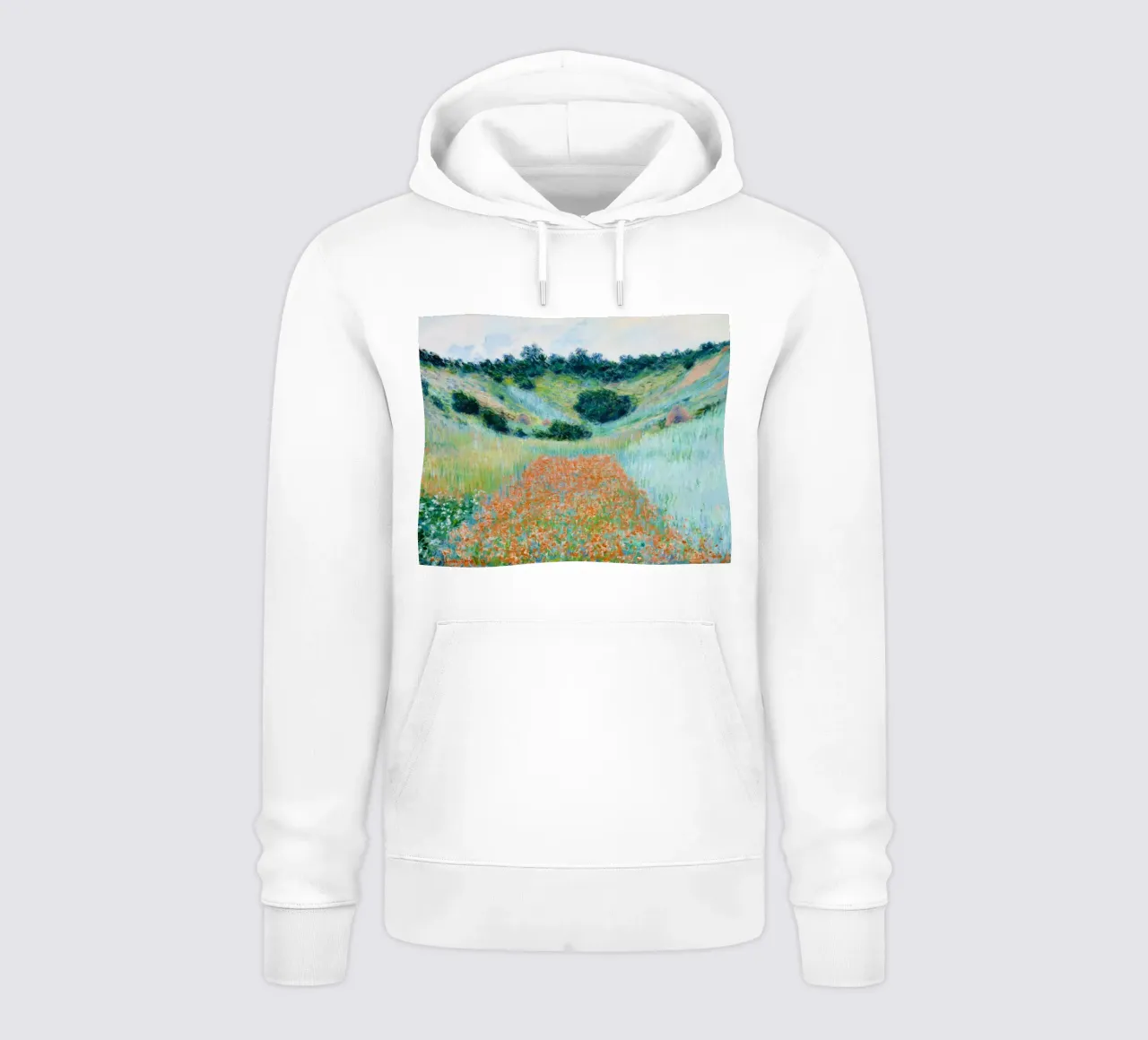 Il campo di papaveri di Claude Monet in una conca vicino a Giverny felpa con cappuccio da Monet Art Prints