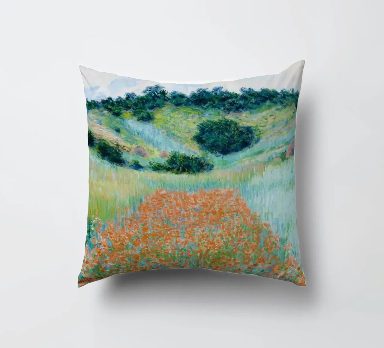 Il campo di papaveri di Claude Monet in una conca vicino a Giverny cuscino da Monet Art Prints