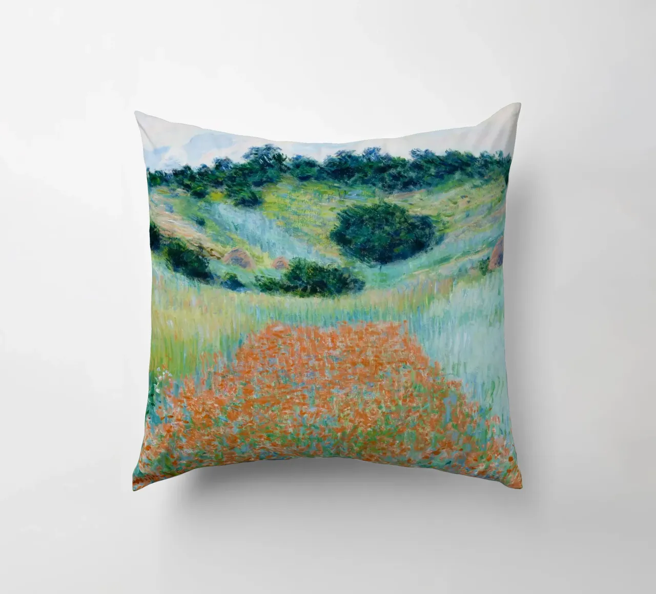 Il campo di papaveri di Claude Monet in una conca vicino a Giverny cuscino da Monet Art Prints