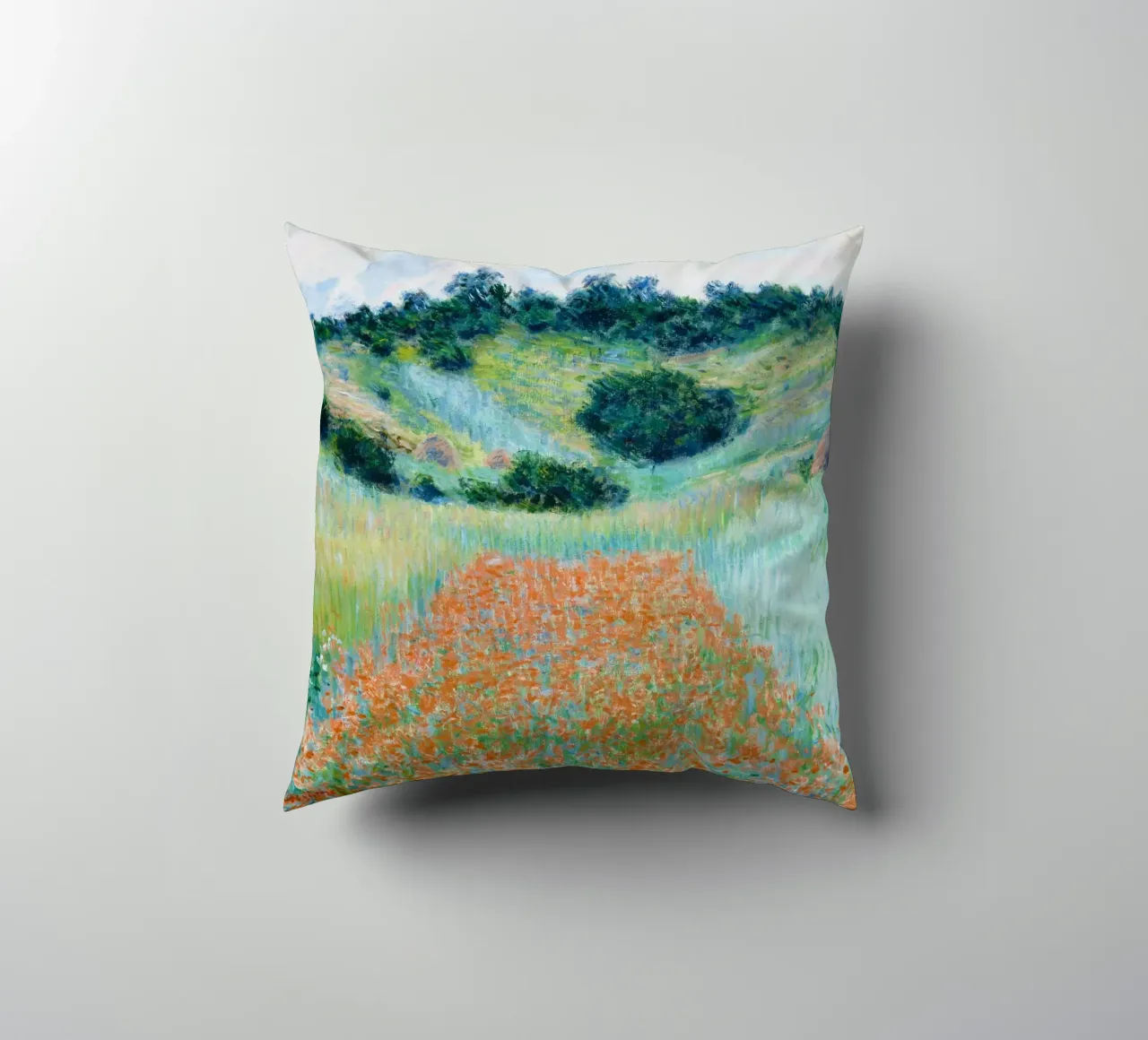 Il campo di papaveri di Claude Monet in una conca vicino a Giverny cuscino da Monet Art Prints