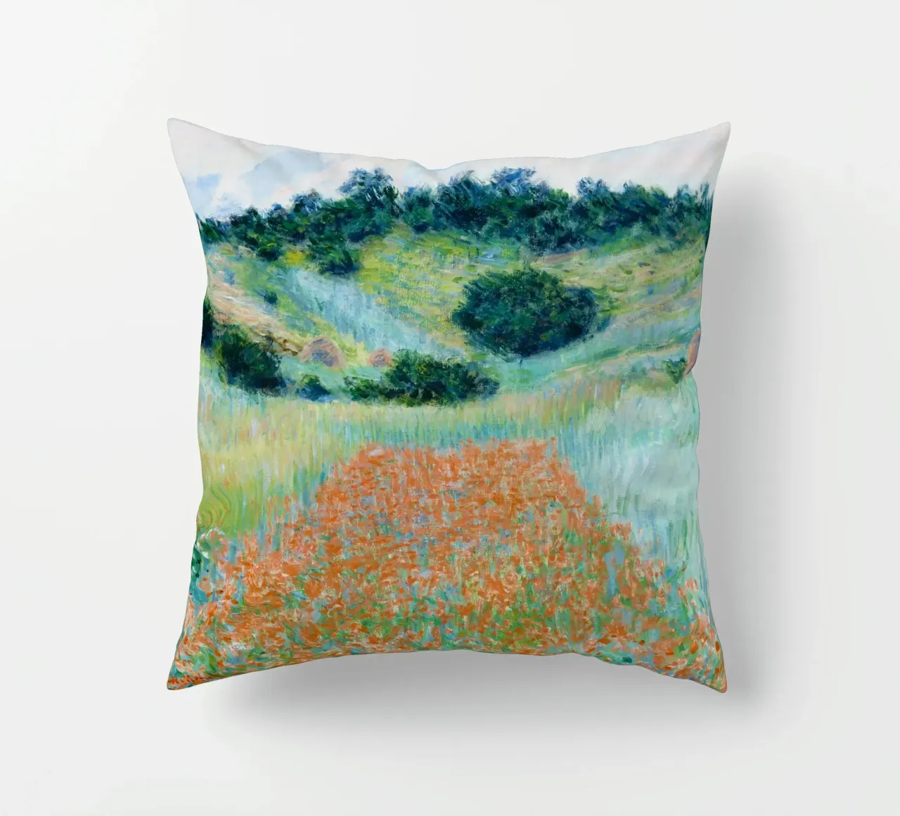 Il campo di papaveri di Claude Monet in una conca vicino a Giverny cuscino da Monet Art Prints