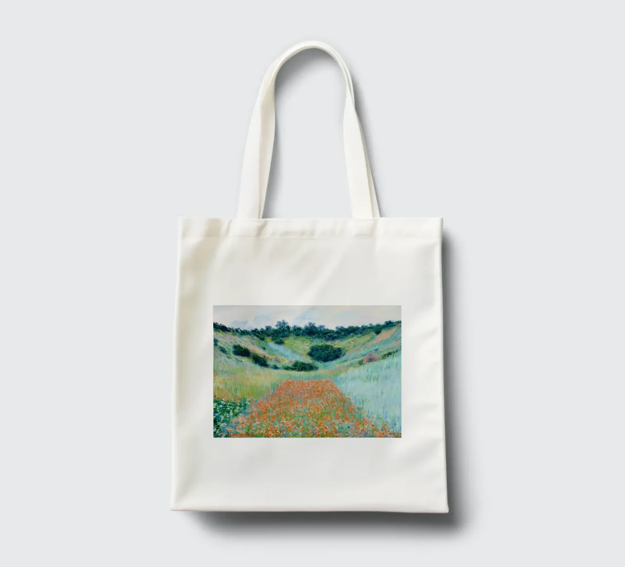 Il campo di papaveri di Claude Monet in una conca vicino a Giverny borsa in juta da Monet Art Prints