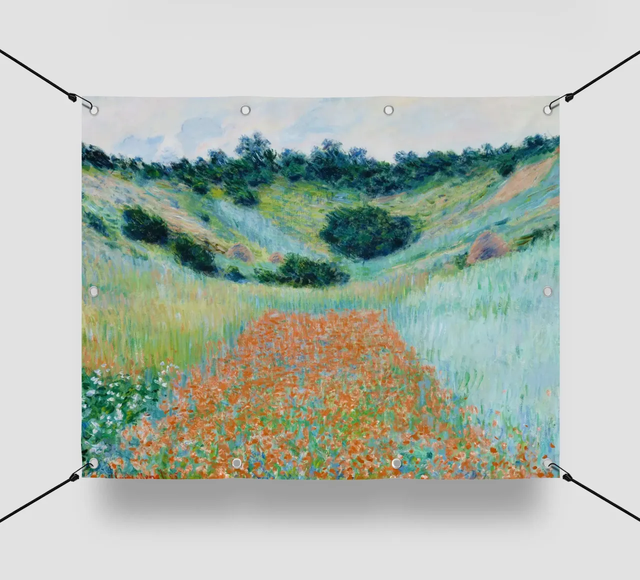 Il campo di papaveri di Claude Monet in una conca vicino a Giverny telo in pvc da Monet Art Prints
