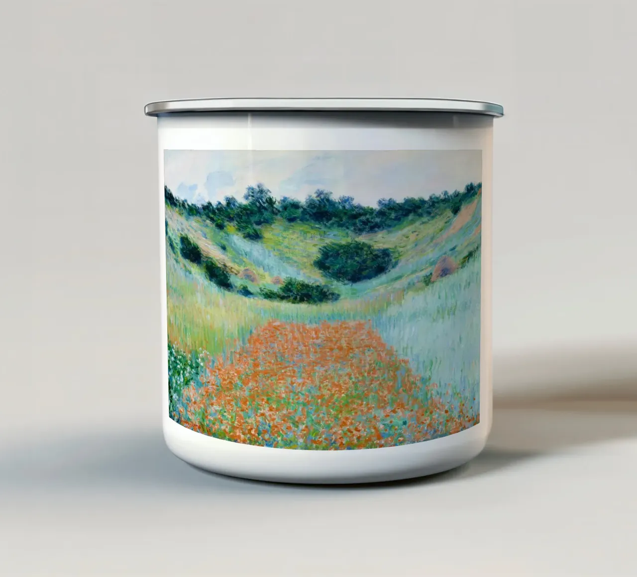 Il campo di papaveri di Claude Monet in una conca vicino a Giverny tazza in smalto da Monet Art Prints