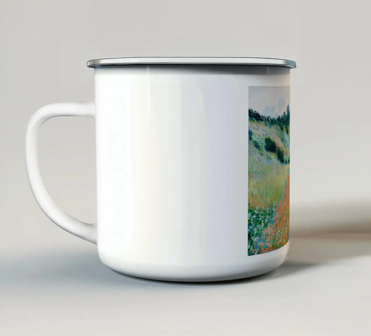 Il campo di papaveri di Claude Monet in una conca vicino a Giverny tazza in smalto da Monet Art Prints