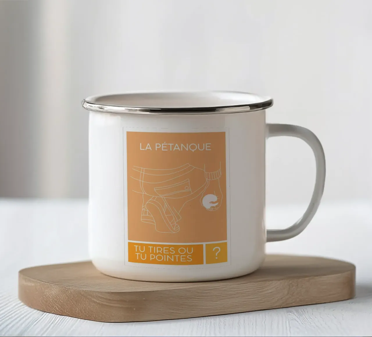 Pétanque - Nuances orangées enamel mug by Idées & Création