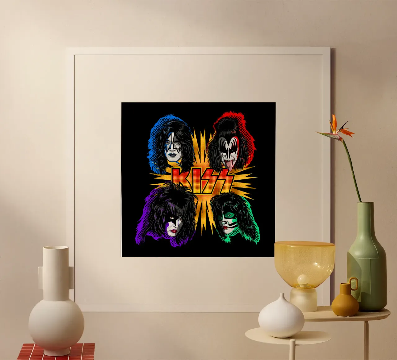KISS poster with wooden frame by Aranduts