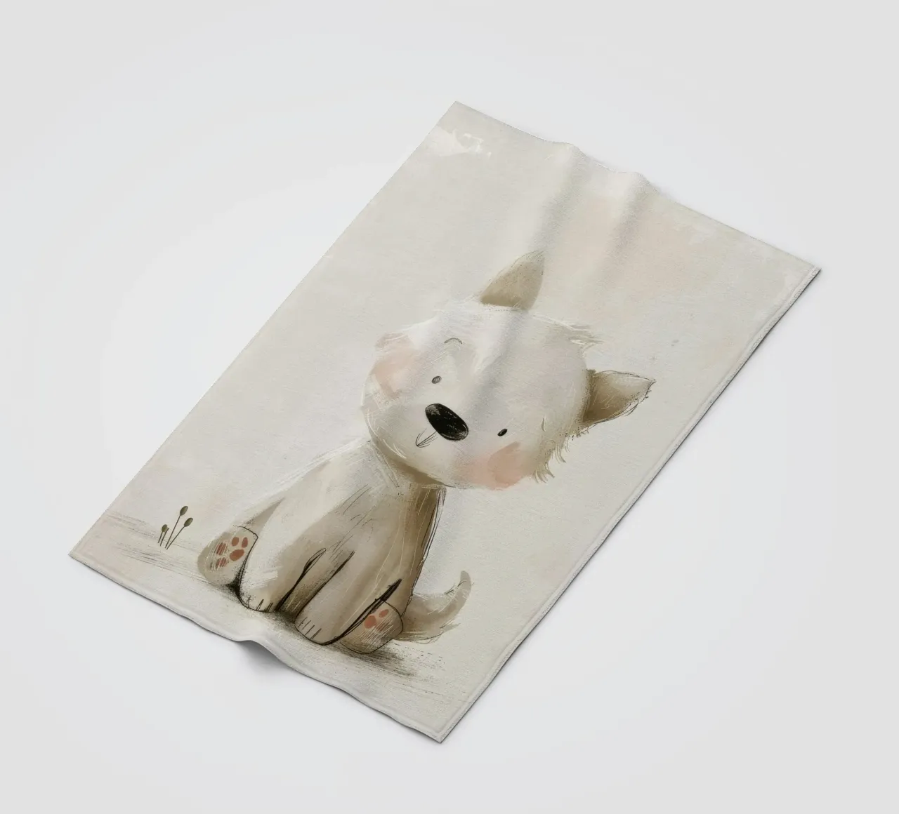 Illustrazione digitale di un cucciolo beige coperta in pile da DesignDoodle