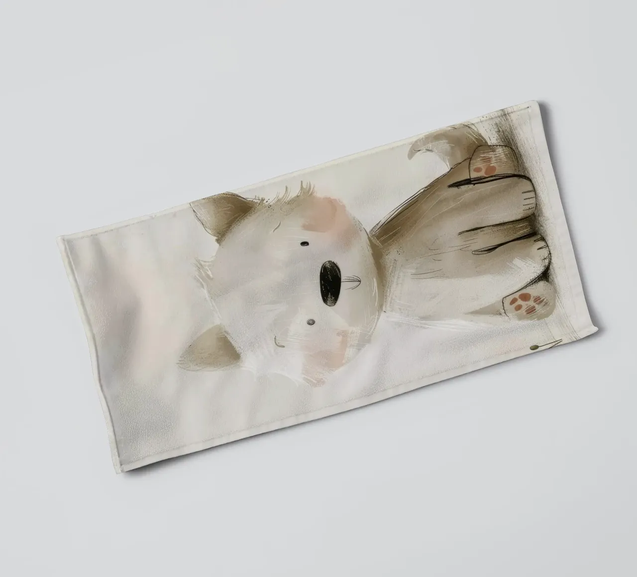 Illustrazione digitale di un cucciolo beige asciugamano da bagno da DesignDoodle