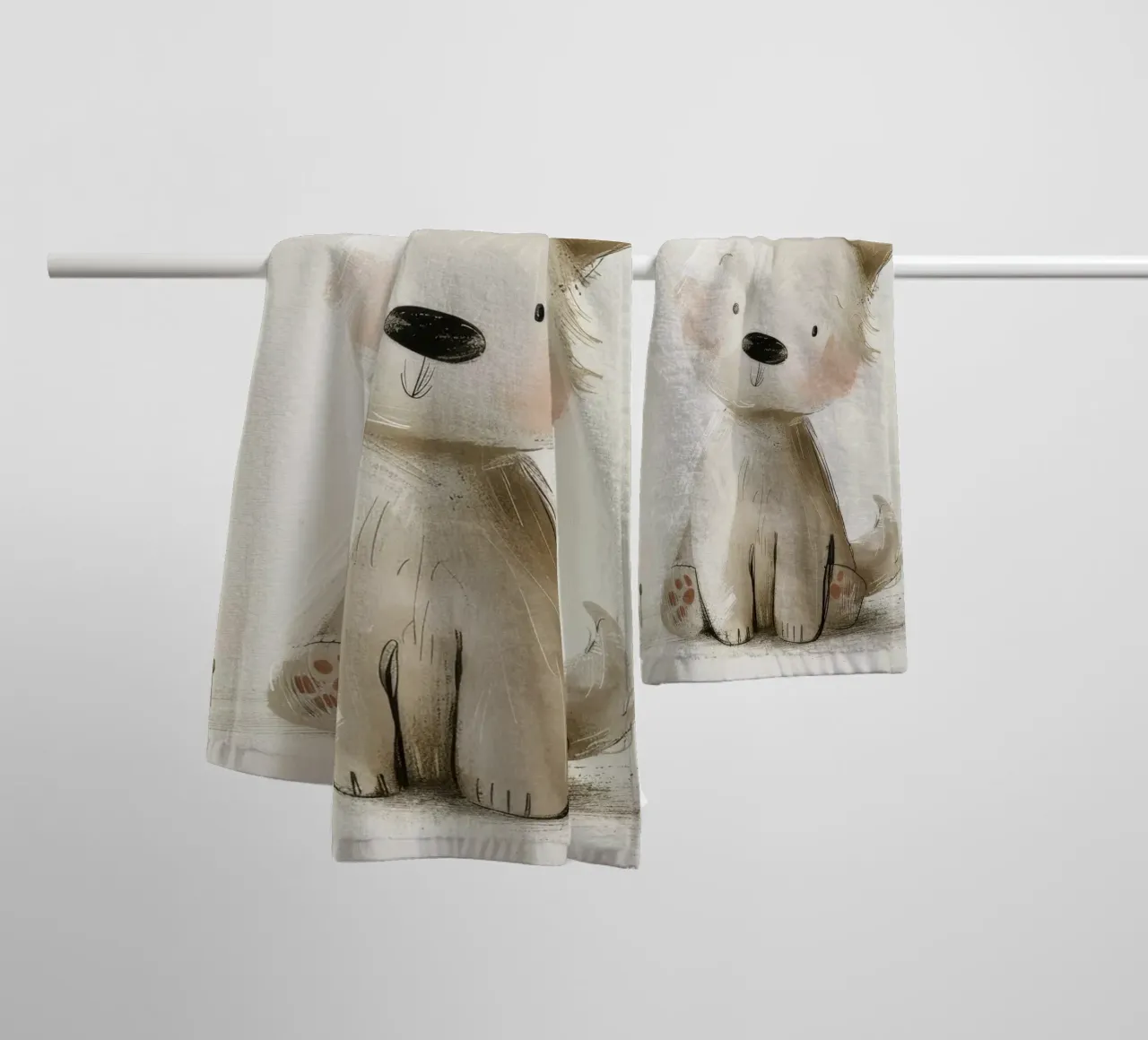 Illustrazione digitale di un cucciolo beige asciugamano da bagno da DesignDoodle