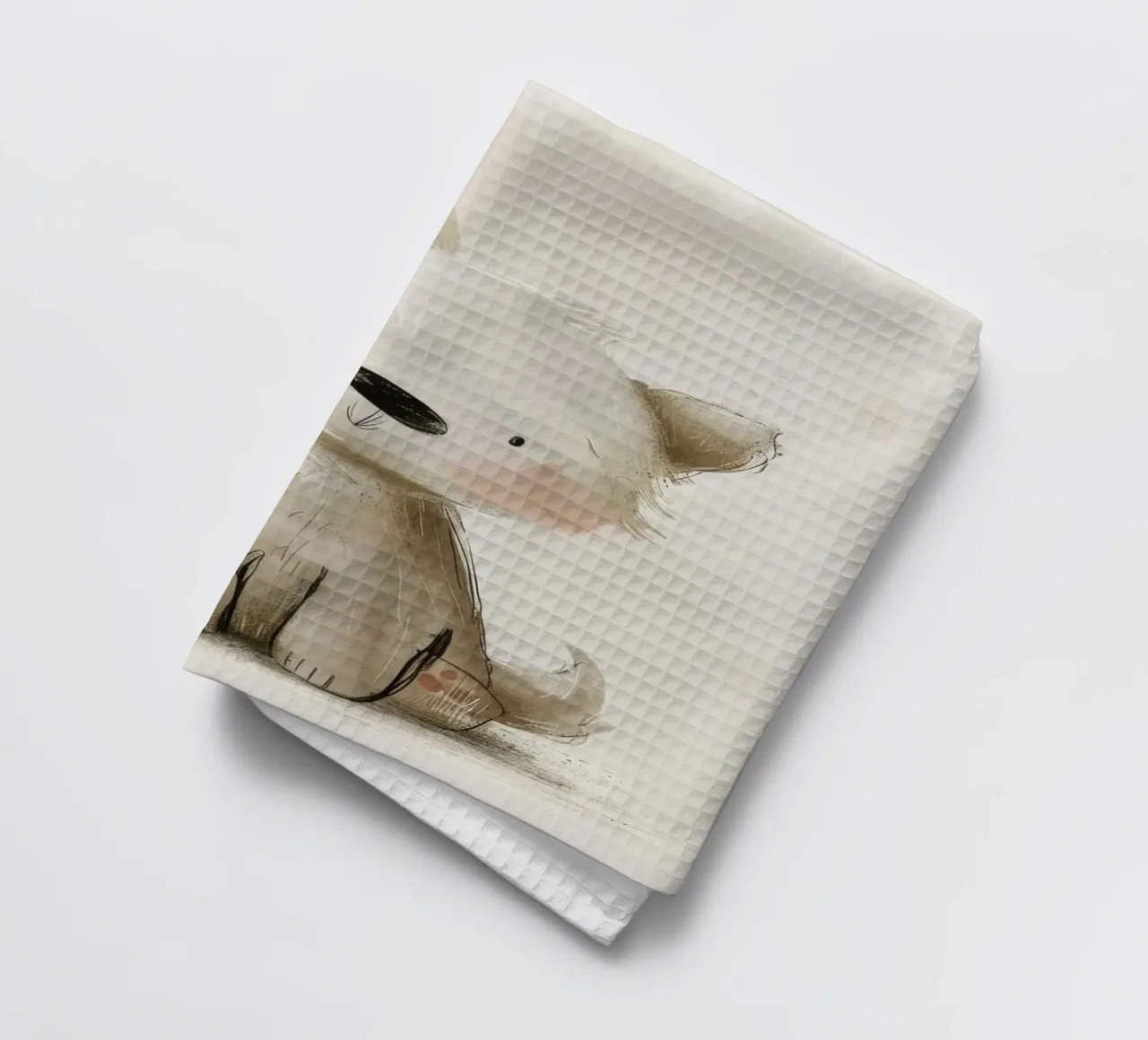 Illustrazione digitale di un cucciolo beige canovaccio da cucina da DesignDoodle