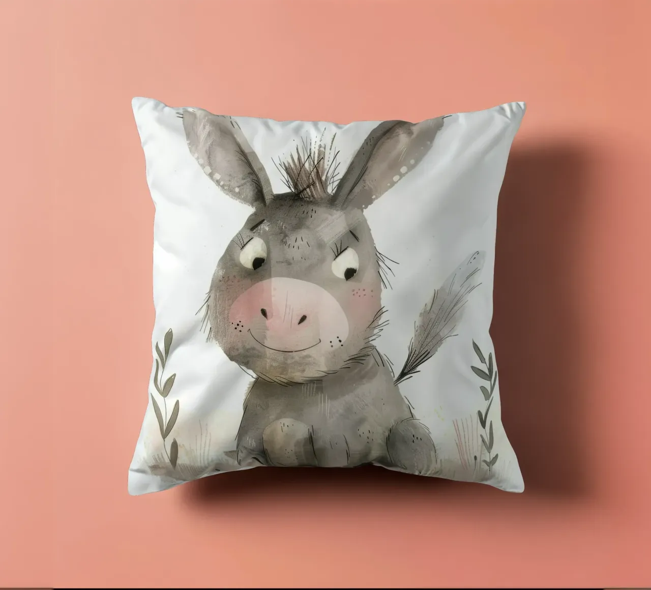 Illustrazione di un asino in un campo cuscino da DesignDoodle
