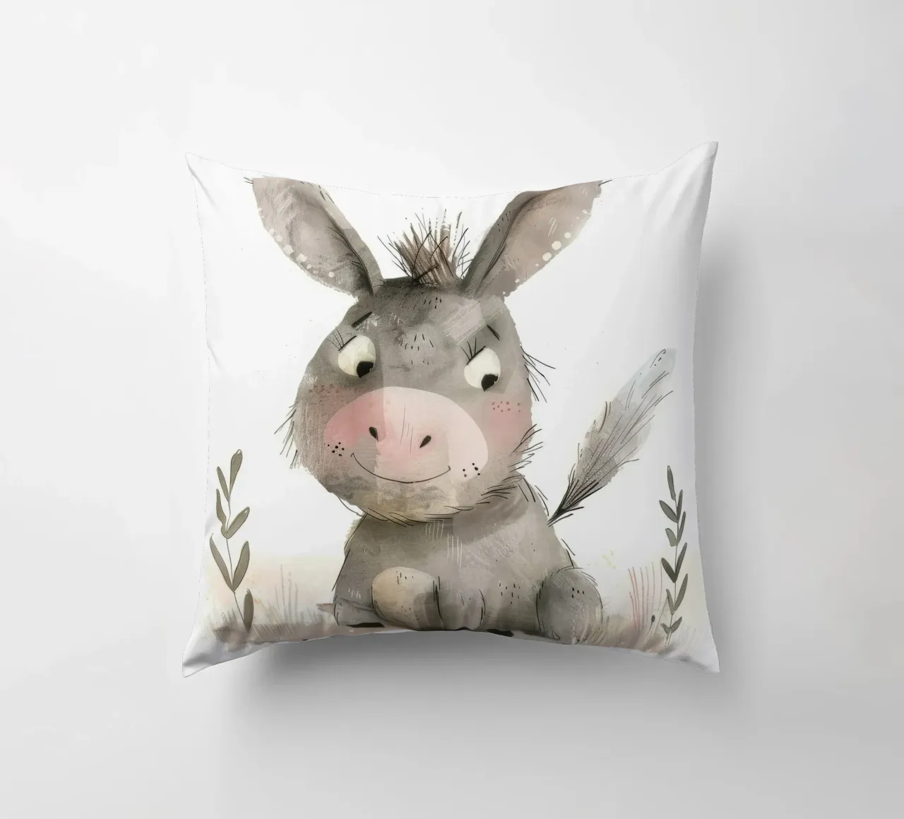 Illustrazione di un asino in un campo cuscino da DesignDoodle