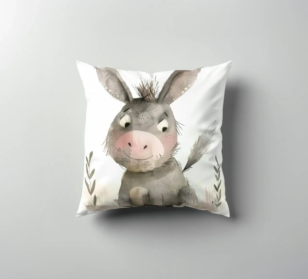 Illustrazione di un asino in un campo cuscino da DesignDoodle