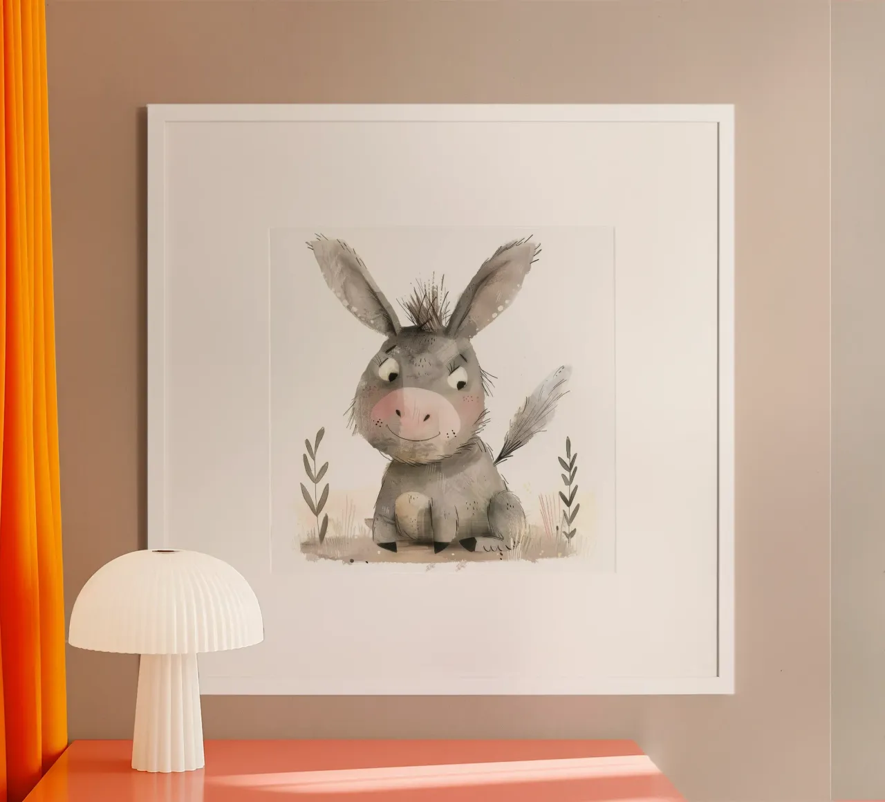 Illustrazione di un asino in un campo poster da DesignDoodle