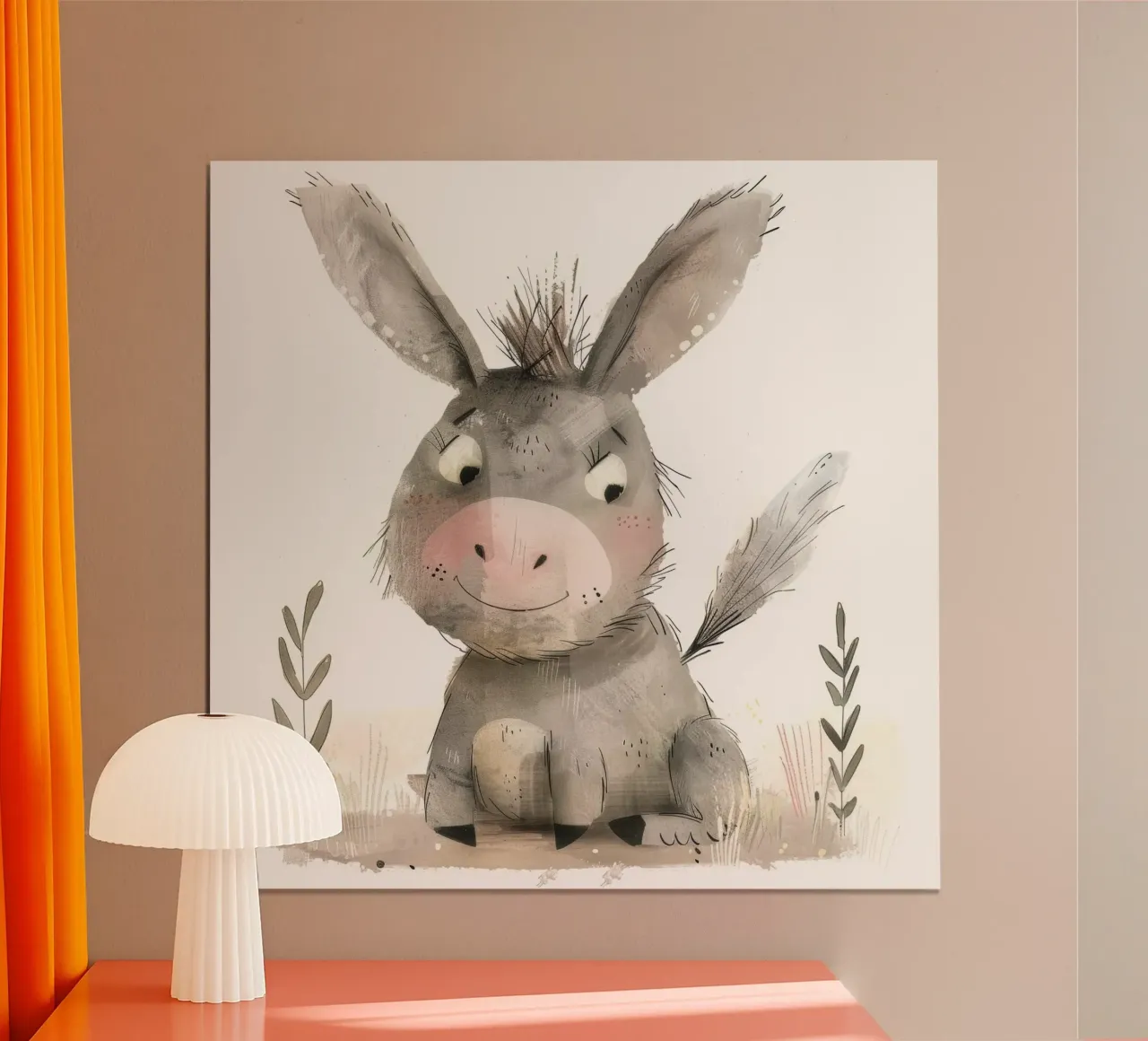 Illustrazione di un asino in un campo poster da DesignDoodle