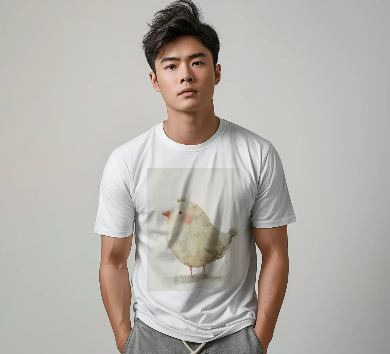 Illustrazione di un simpatico uccello grigio t-shirt da DesignDoodle