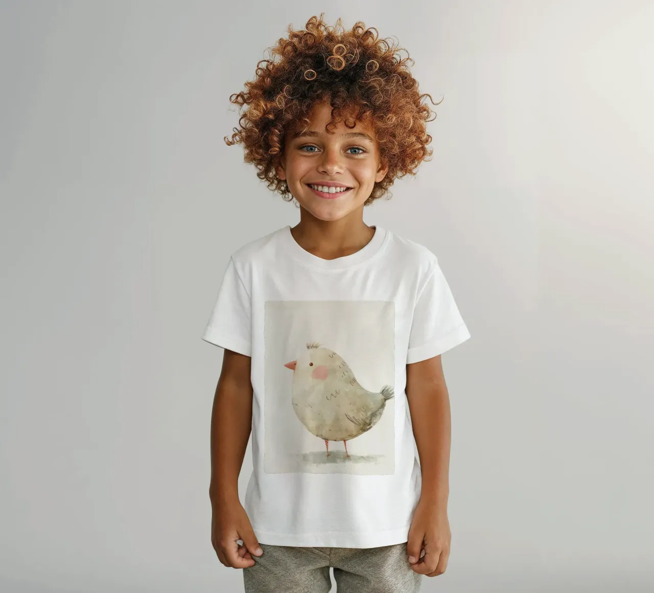 Illustration of a cute Gray Bird kids t-shirt by DesignDoodle