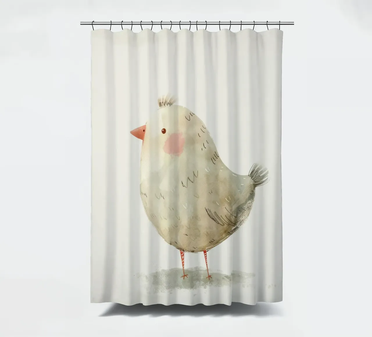 Illustrazione di un simpatico uccello grigio tenda da doccia da DesignDoodle