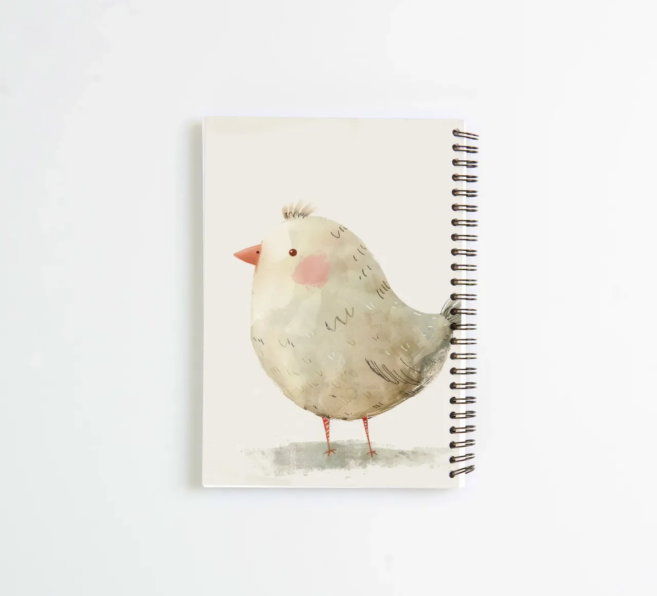 Illustration of a cute Gray Bird spiral notebook by DesignDoodle