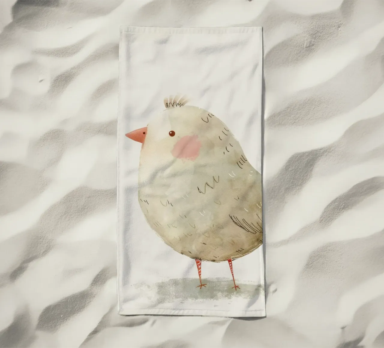 Illustrazione di un simpatico uccello grigio telo mare da DesignDoodle
