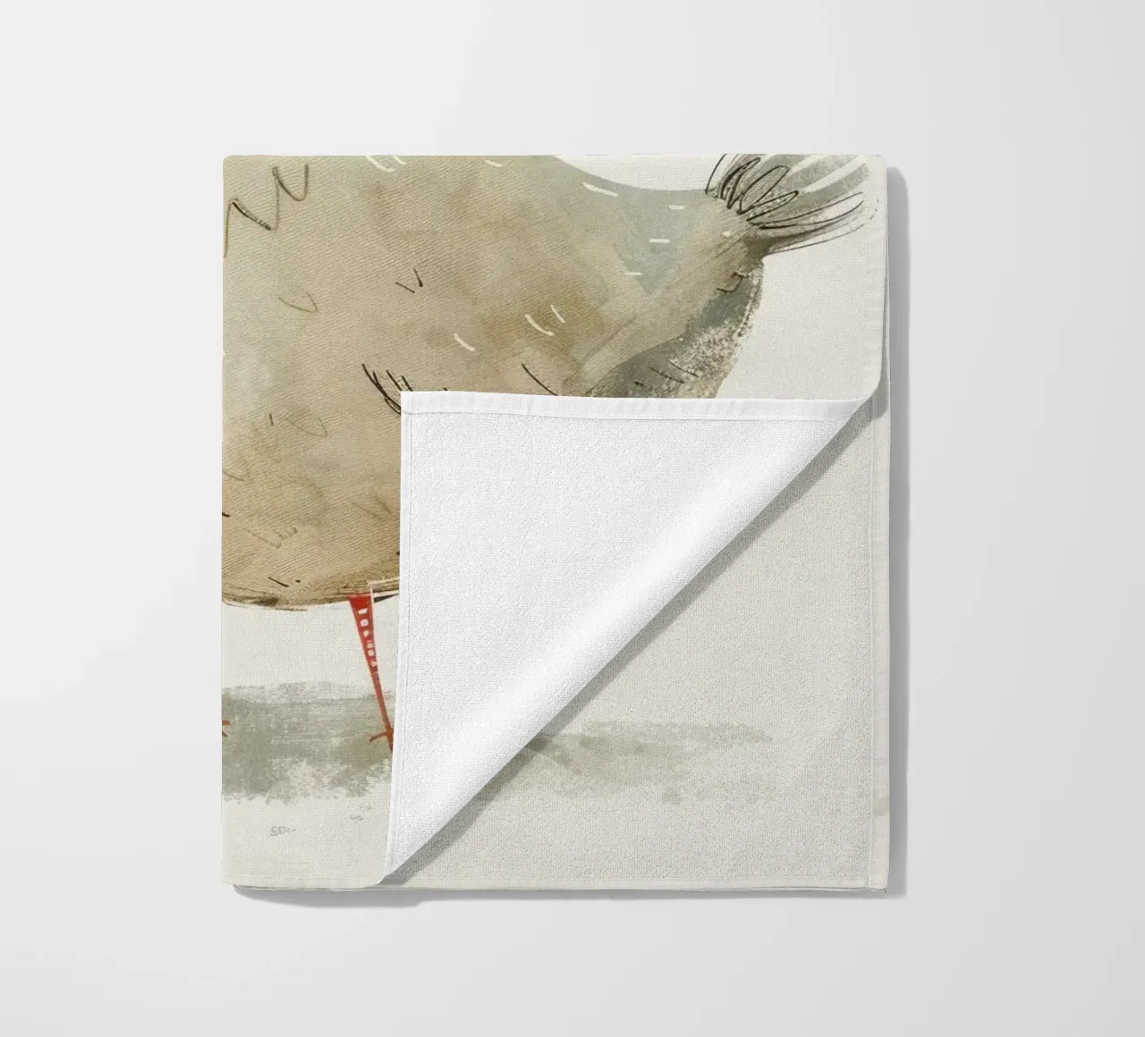 Illustrazione di un simpatico uccello grigio telo mare da DesignDoodle