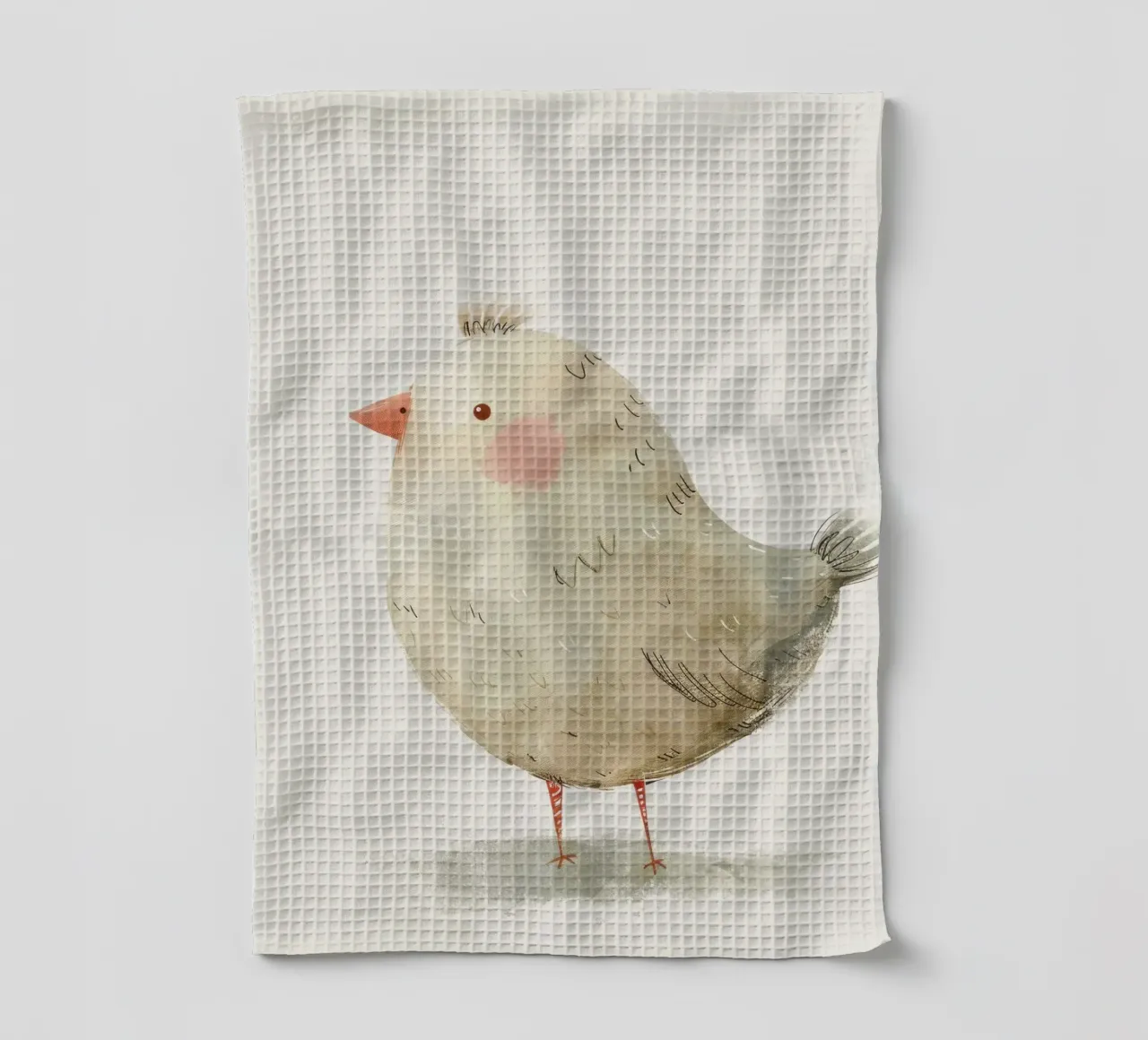 Illustrazione di un simpatico uccello grigio canovaccio da cucina da DesignDoodle