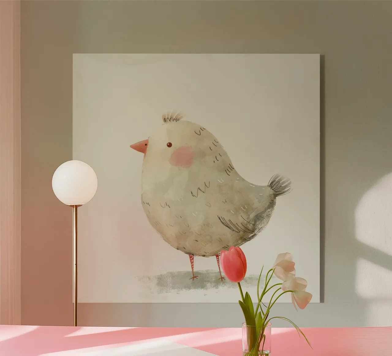 Illustration of a cute Gray Bird acrylic glass by DesignDoodle