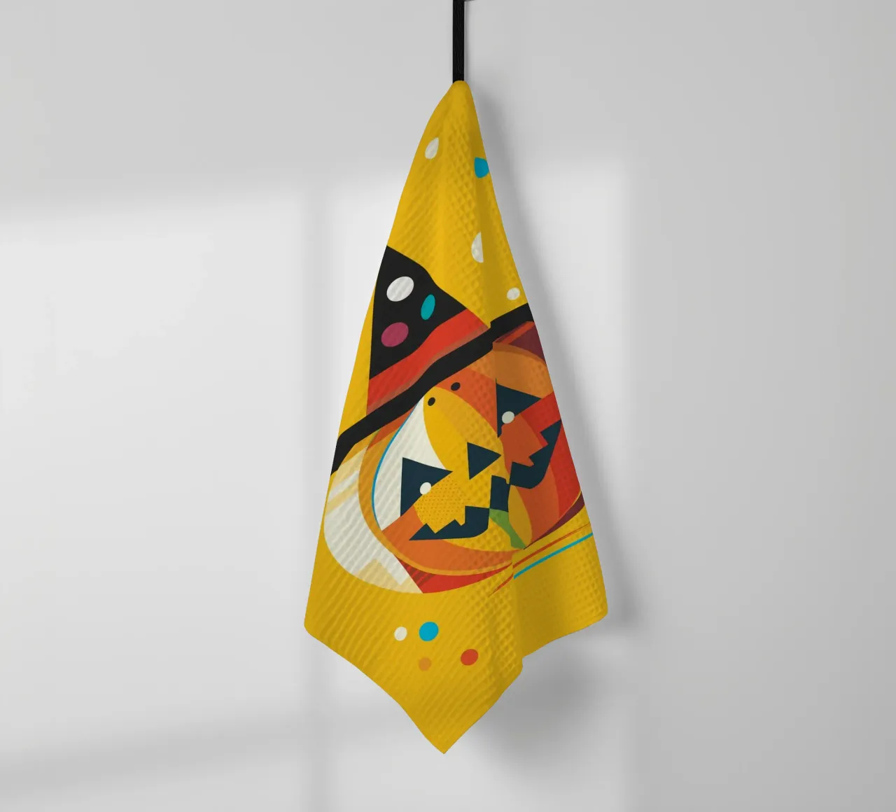 Citrouille colorée d'Halloween avec chapeau de sorcière - motif joyeux torchon de namosh